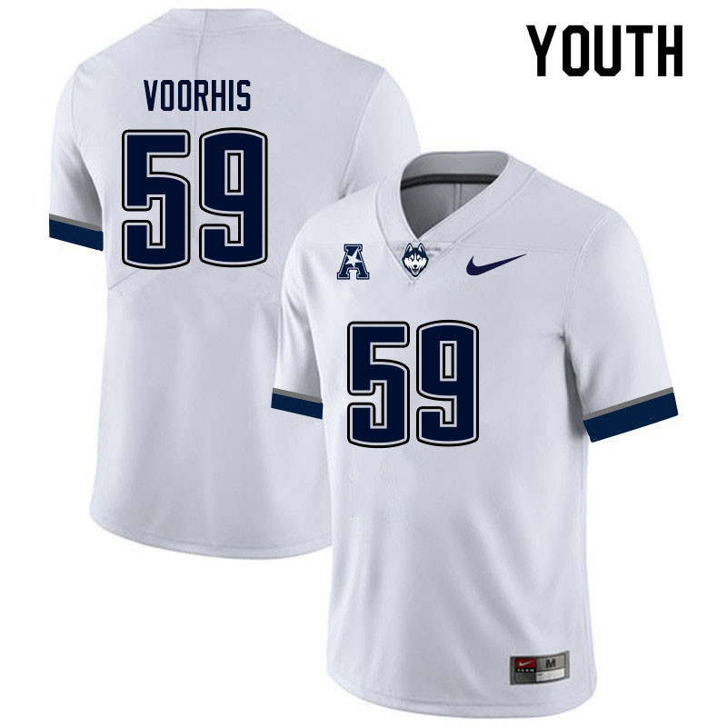 Youth #59 Nathan Voorhis Uconn Huskies College Football Jerseys Sale-White - Click Image to Close